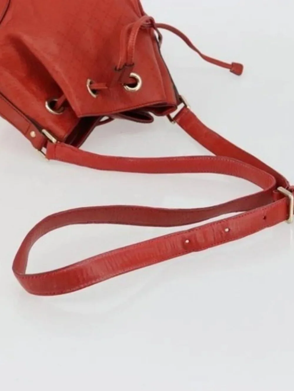 GUCCI Diamante Shoulder Bag Leather Red Gold 354229 Auth 181220